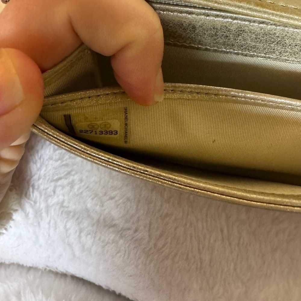 Chanel Gold Metallic Snap Flap Wallet with Auth Sticker - Picture 8 of 9